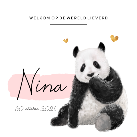 Origineel geboortekaartje pandabeer