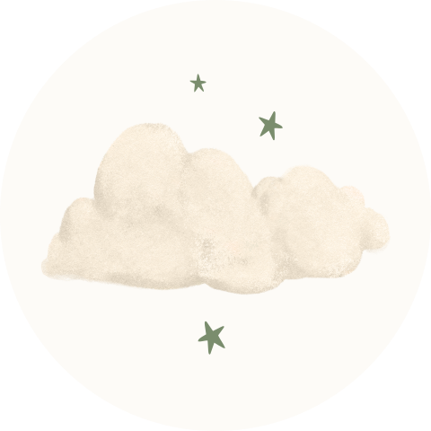 Sluitsticker met wolkje en groene sterretjes