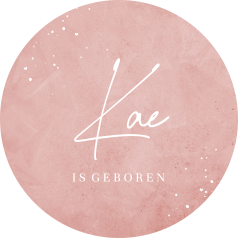 Raamsticker rond met roze velvet look en witte spetters