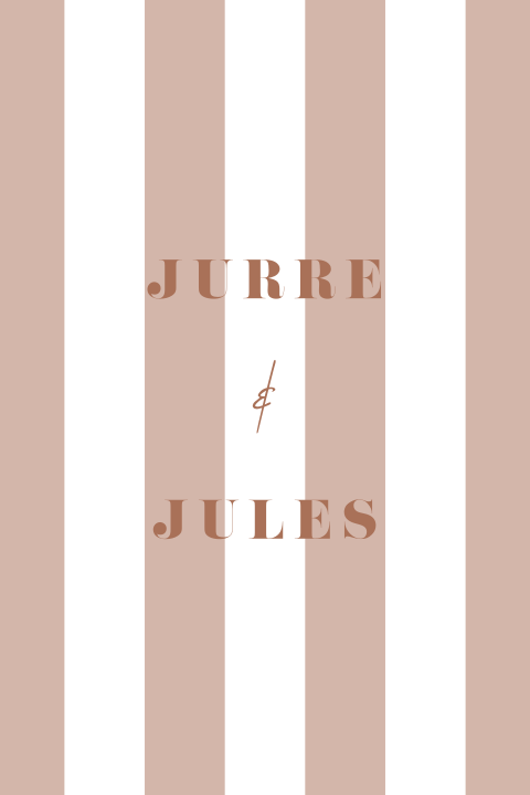 Minimalistische poster tweeling met oudroze strepen en namen