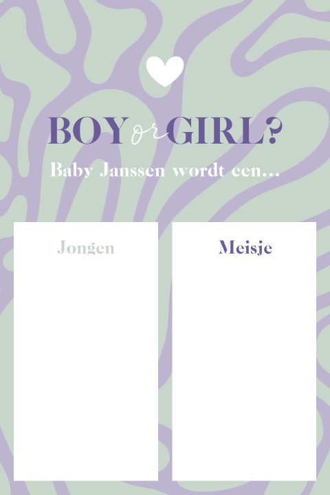 Welkomstbord gender reveal color blocking