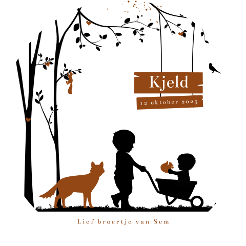 Lieve raamsticker met silhouetjes van broers en vosje