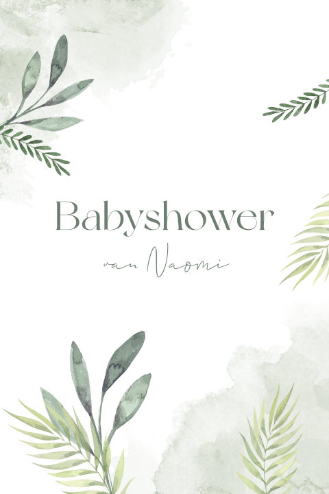 Uitnodiging babyshower botanical groen