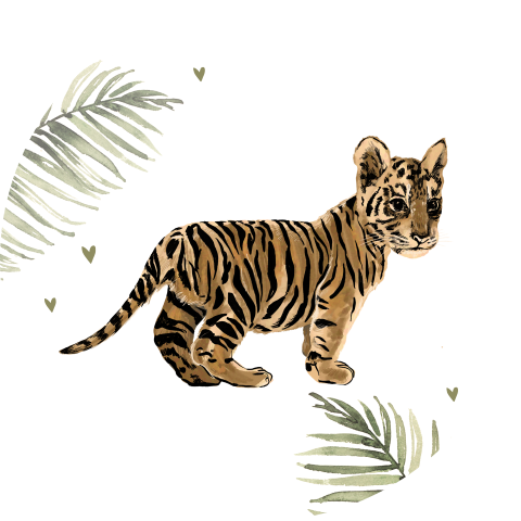 Stoere sluitsticker met tijgertje in de jungle