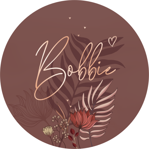 Origineel rond geboortekaartje met bohemian thema en roségoudfolie