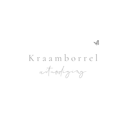 Kraamborrel uitnodiging minimalistisch met vlinder