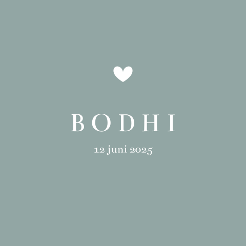 Minimalistisch babykaartje met hartje voor een jongen