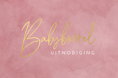 Babyborrel uitnodiging roze velvet-look met goudfolie
