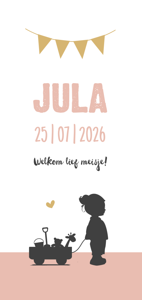 Lief geboortekaartje met silhouet meisje