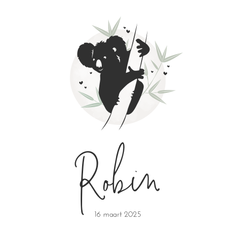 Stoer babykaartje met koala voor een jongen