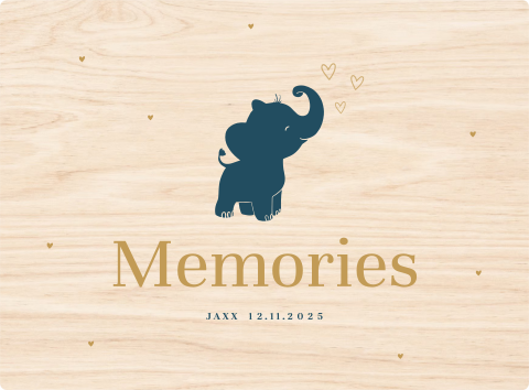 Memorybox met silhouet olifantje en lieve hartjes