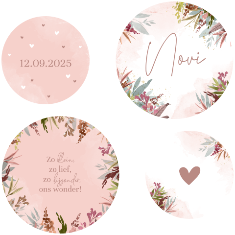 Cirkelvormige muurdecoratie met botanisch thema