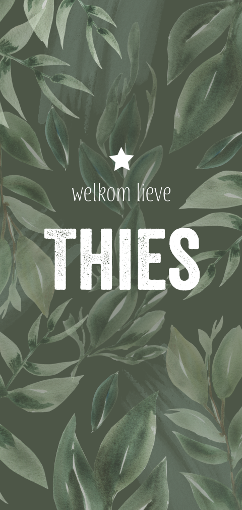 Stoer geboortekaartje jongen met planten