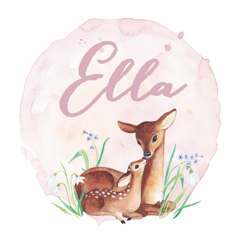 Lief geboortekaartje met watercolor en hertjes