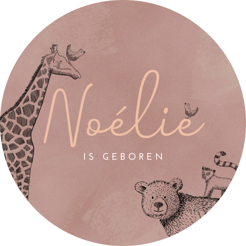 Tuinbord met jungledieren op oudroze velvet-look