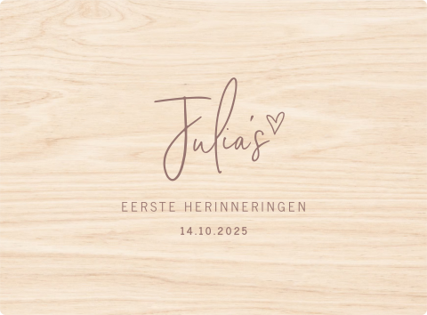 Memorybox met leuke typografie en getekend hartje