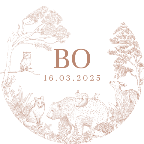Raamsticker met tekening van bosdieren in bruin