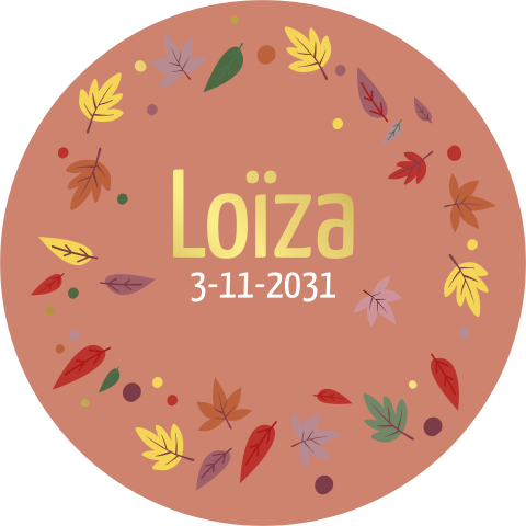 Uniek rond kaartje met goudfolie en herfstbladeren voor een meisje