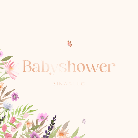 Babyshower uitnodiging met bloemen