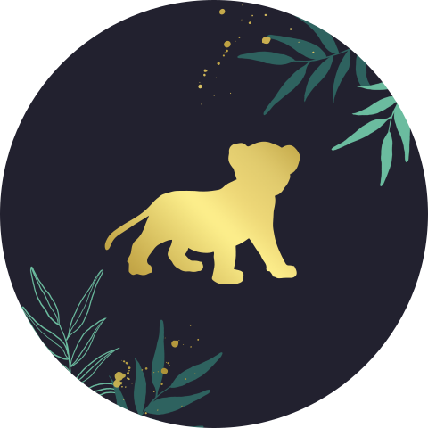 Donkerblauwe sluitsticker in jungle stijl