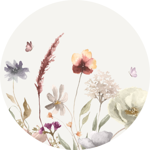 Sluitsticker met stijlvolle watercolour veldbloemen