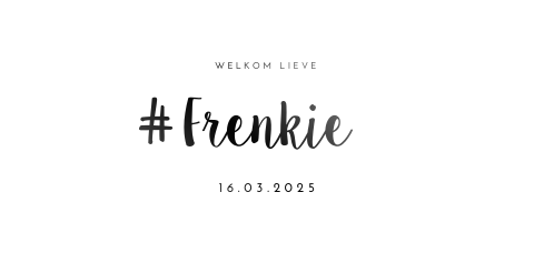Simpel zwart folie geboortekaartje voor jongen met hashtag