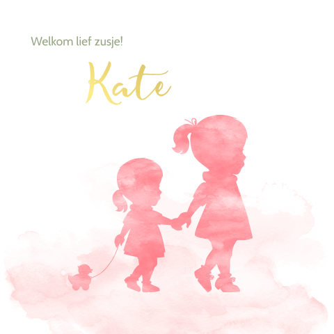 Goudfolie geboortekaartje met silhouetje