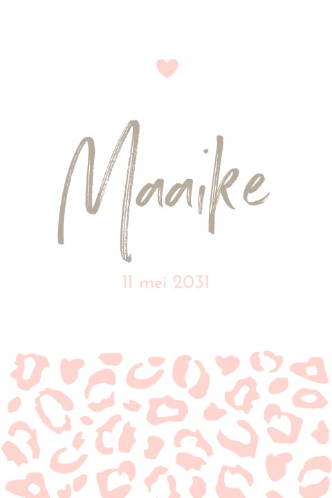 Schattig geboortekaartje voor meisje met hippe roze panter print
