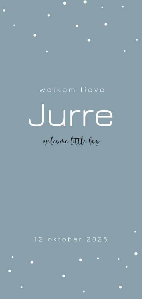 Modern geboortekaartje in jeansblauw