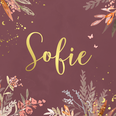 Geboortekaartje voor meisje met goudfolie herfst