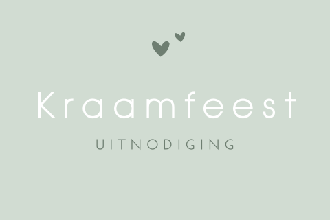 Mintgroene uitnodiging kraamborrel met hartjes