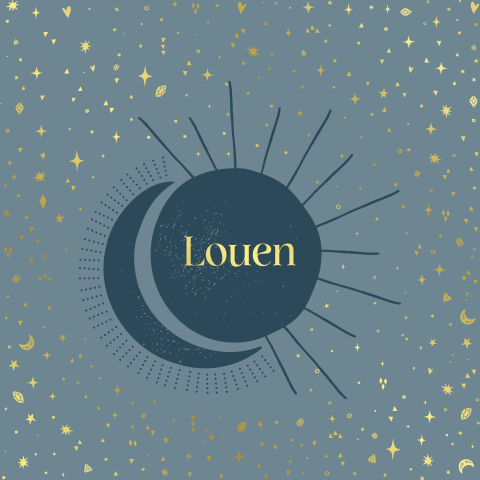 Goudfolie geboortekaartje blauw met zon en maan