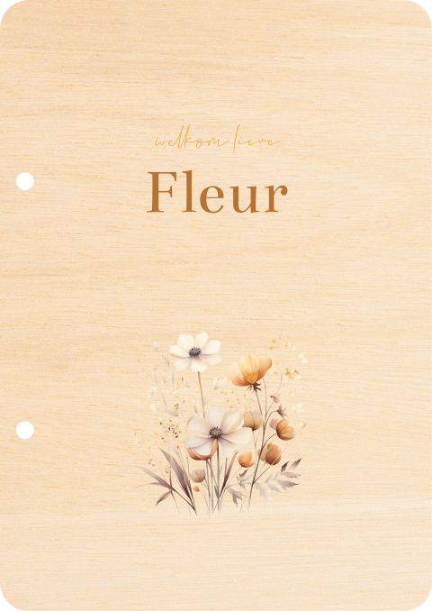 Houten bewaarbundel met romantische bloemen