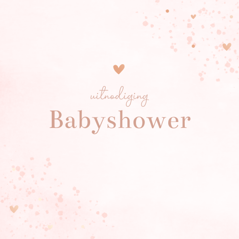Roze babyshower uitnodiging met watercolour en roségoudfolie