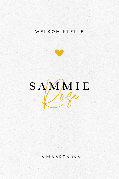 Lief geboortekaartje met hartje voor een meisje