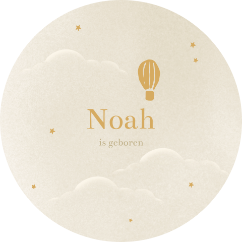 Beige raamsticker met luchtballon, wolken en sterren
