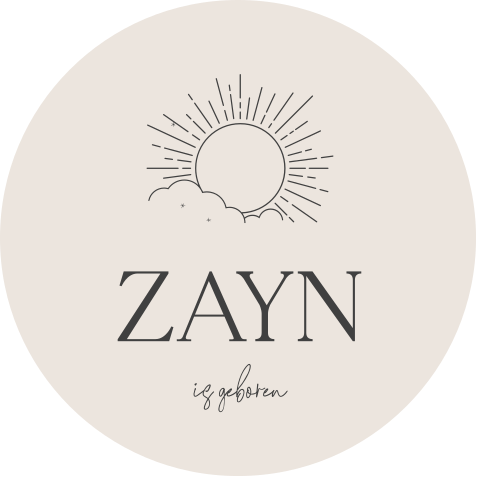 Raamsticker rond met grijze achtergrond, zwarte letters en zon
