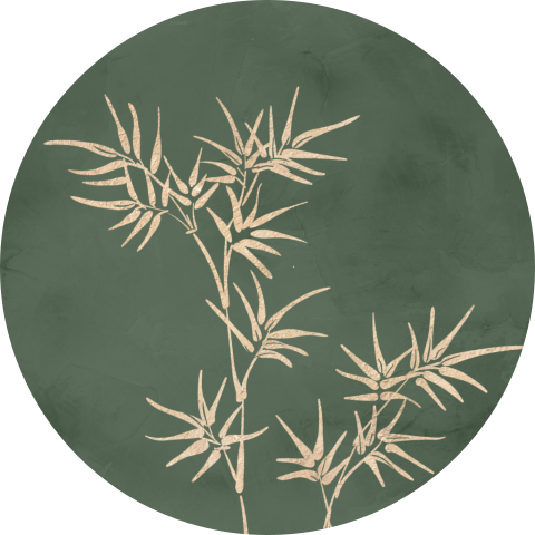 Sluitsticker in groene velvet-look met beige takjes