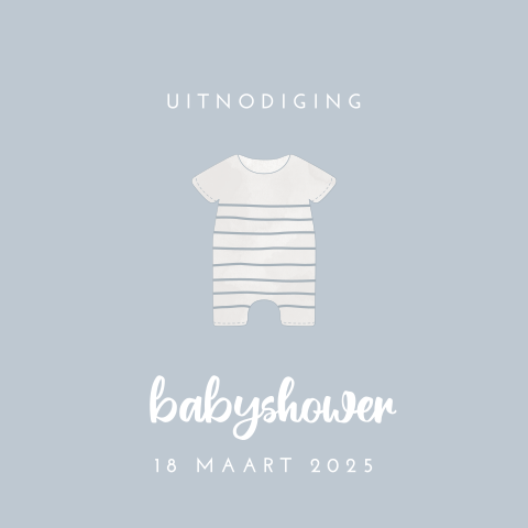Babyshower uitnodiging met rompertje blauw
