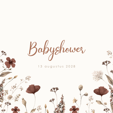 Babyshower uitnodiging met veldbloemen