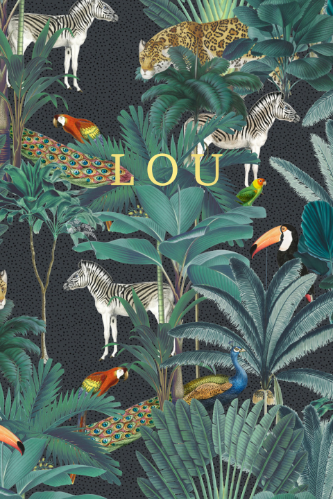 Trendy goudfolie geboortekaartje met hippe illustraties jungle dieren