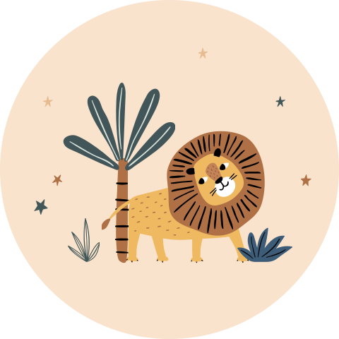 Sluitsticker vrolijk met illustratie leeuw