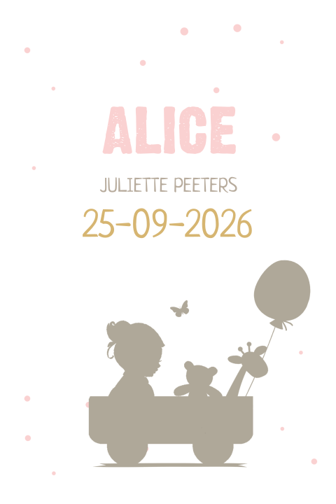 Trendy geboortekaartje silhouet meisje