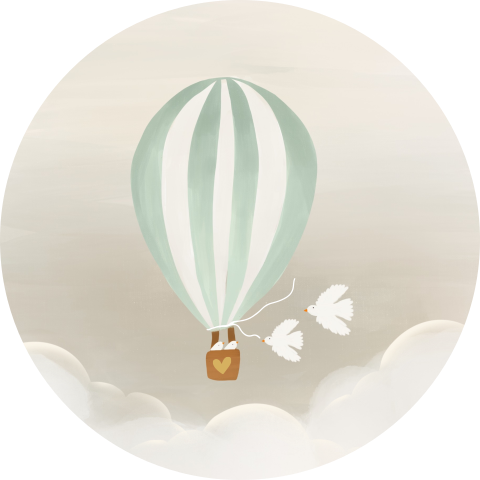 Beige sluitsticker met mintgroene luchtballon
