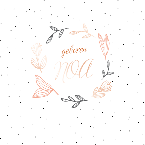 Fris geboortekaartje met gestileerde bloemen voor een meisje