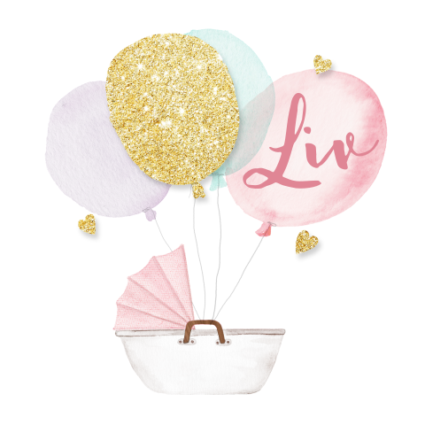 Lief geboortekaartje voor meisje van een wiegje met ballonnen
