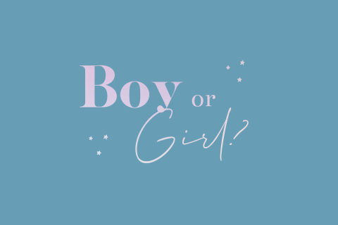 Gender reveal uitnodiging met holografisch folie en sterretjes