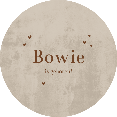 Tuinbord rond beige velvet-look met hartjes