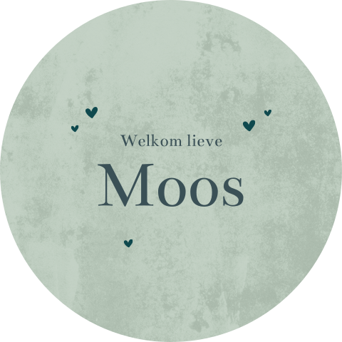 Raamsticker rond met groene velvet-look en hartjes