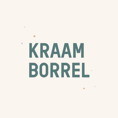 Kraamborrel uitnodiging vrolijk met sterretjes